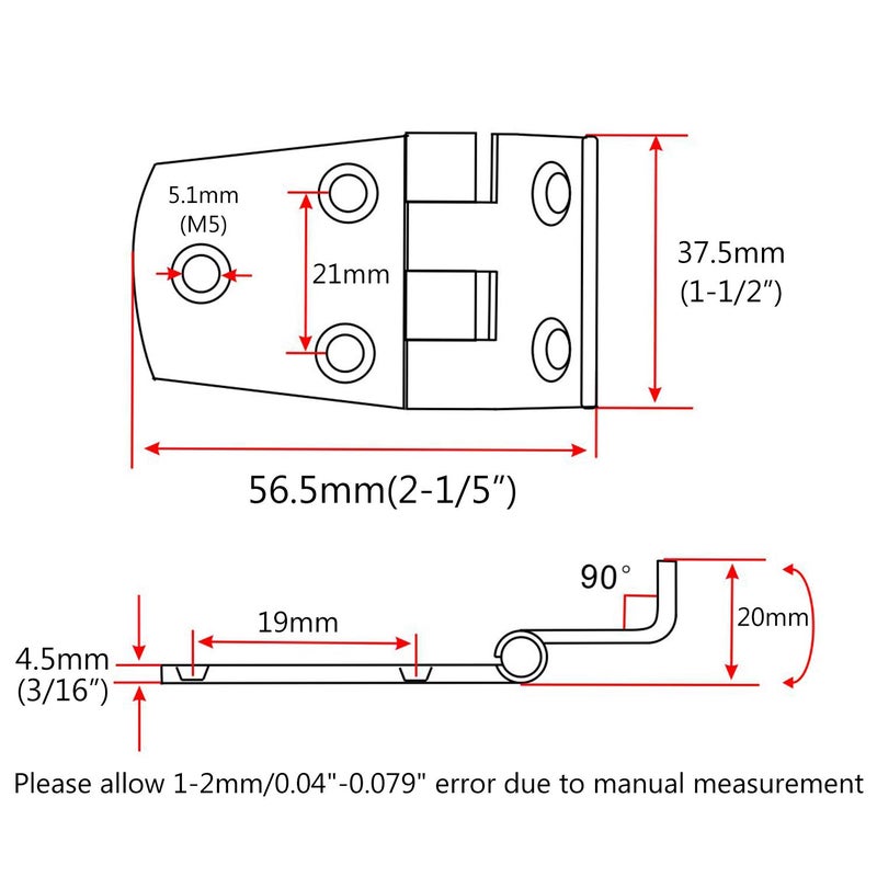 NRC&XRC Heavy Duty Marine Grade 316 Stainless Steel Offset Short Side 2-1/5" x 1-1/2" Casting Hinges (Pair) 3/16" Thinckness for Door, Cabinet of Boat, RVs - Image 2